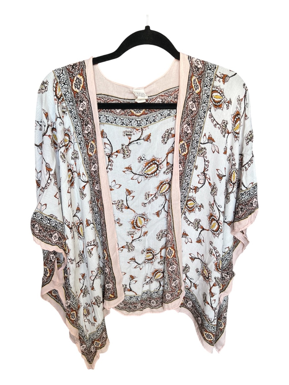 a.n.a Pink and Cream Floral Border Kimono